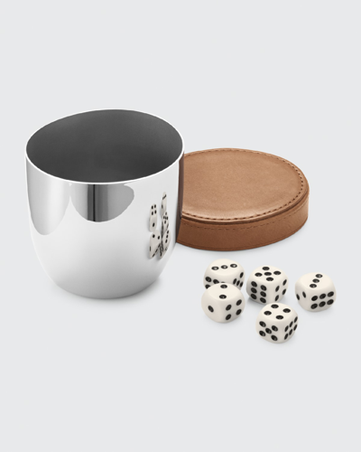Georg Jensen Sky Stainless Steel And Leather Dice Travel Cup And 5-dice Set