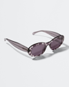 Alaïa Thick Round Acetate Sunglasses In 003 Shiny Grey