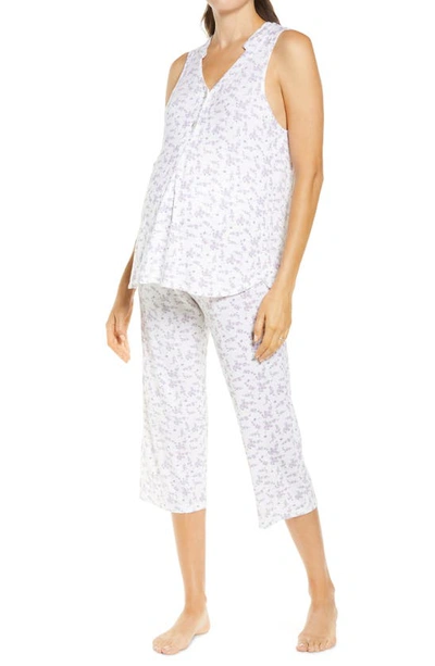 Belabumbum Lila Maternity/nursing Capri Pajamas In Lila Print