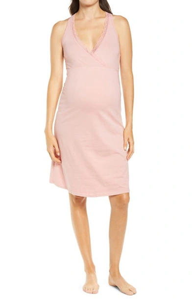 Belabumbum Aura Racerback Maternity/nursing Chemise In Rose