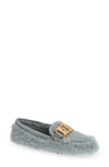 Tod's Kate Chain Detail Genuine Shearling Driving Shoe In Grey