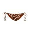 Tory Burch Printed Tie-detail High-rise Bikini Bottoms In Rust Little Leaves