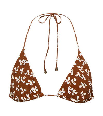 Tory Burch Printed String Bikini Top In Rust