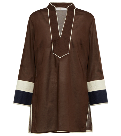 Tory Burch V-neck Oversized Top In Brown
