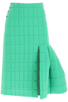 A.W.A.K.E. QUILTED SKIRT WITH SIDE PLEATED DETAIL,AW21 S06 PL10 GREEN