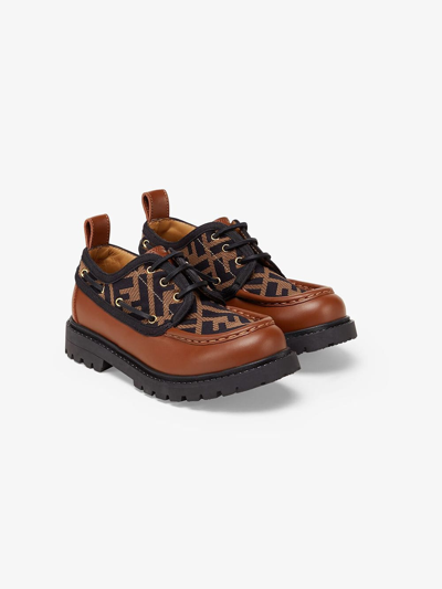 Fendi Kids' Junior Lace-up In Cuoio-tabacco