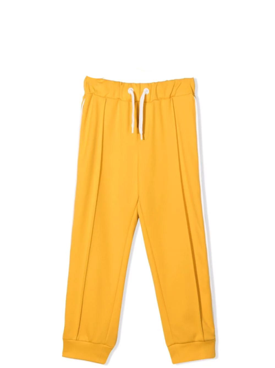 Fendi Kids' Ff Logo织带运动裤 In Yellow