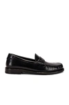 Saint Laurent Monogram Penny Loafers In Calf Leather In Nero