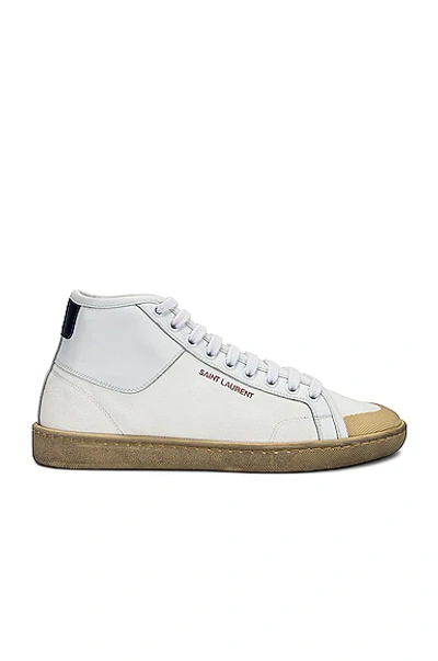 Saint Laurent Paris Medie Court Classic Sl/39 Sneakers In Off White & Blanc Optique
