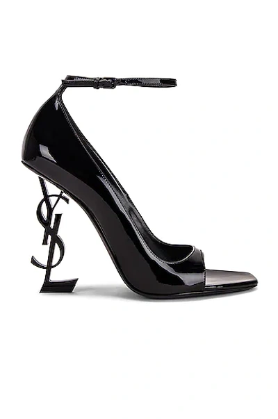 Saint Laurent Tower Opyum Ankle Strap Heels In Nero