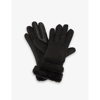 Ugg Seamed Touchscreen Compatible Genuine Shearling Lined Gloves In Black