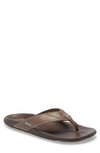 Olukai 'nui' Leather Flip Flop In Mustang/ Espresso Leather
