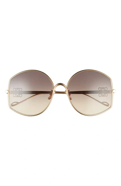 Loewe 60mm Round Sunglasses In Gradient Smoke Lens Shiny Endura Gold