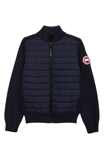 Canada Goose Kids Hybridge Navy Wool And Shell Jacket In Blue