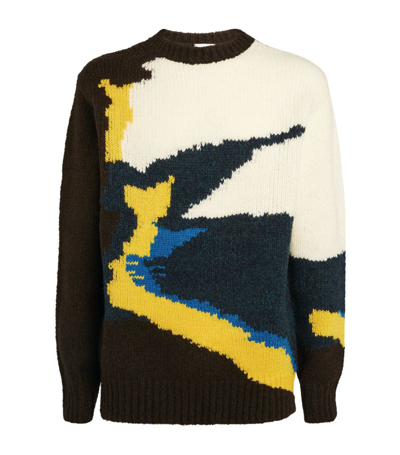 Dries Van Noten Men's Tictoc Multicolor Knit Sweater In Brown