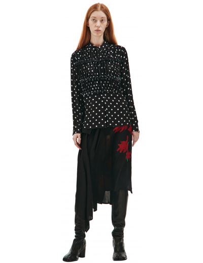 Comme Des Garcons Cdg Polka-dot Blouse With Ruffles In Black