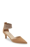 Pelle Moda Cam Pointy Toe Ankle Strap Pump In Latte