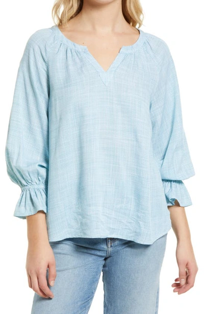 Tommy Bahama Montauk Gingham Popover Top In Green