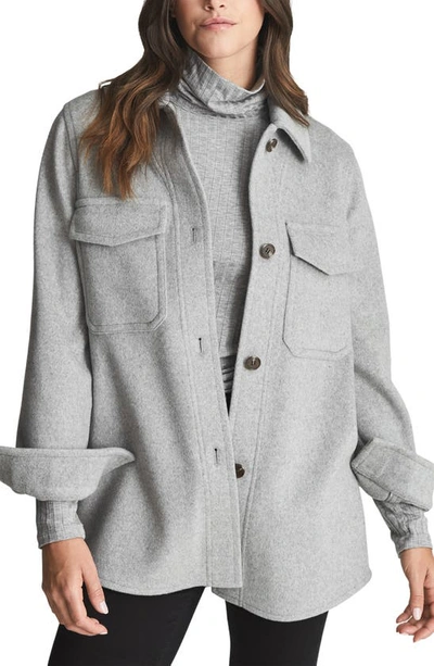 Reiss Neya Wool Blend Shirt Jacket In Grey ModeSens