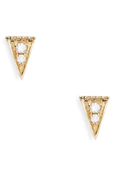 Dana Rebecca Designs Emily Sarah Sharp Diamond Triangle Stud Earrings In Yellow Gold
