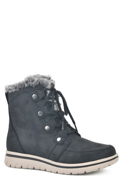 Cliffs By White Mountain Faux Fur Lined Lace-up Boot In Black/ Fabric