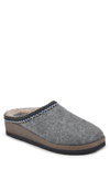 White Mountain Bundle Up Topstitched Faux Shearling Lined Mule Slipper In Light Grey Fabric