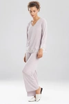 Natori Luxe Shangri-la Long Sleeve Pajamas Set In Silver Pearl