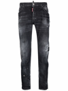 Dsquared2 Mid-rise Distressed Straight-leg Jeans In Schwarz