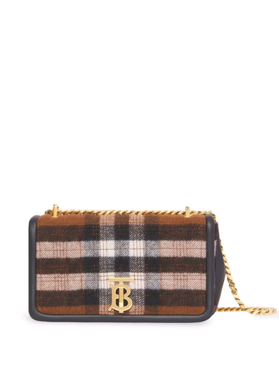 Burberry Small Lola Quilted Check Cashmere Shoulder Bag In Black