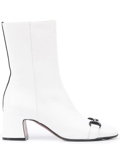 Madison.maison Horsebit Leather Boots In Weiss
