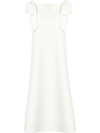 Carolina Herrera Bow-shoulder Mini Shift Dress In Weiss