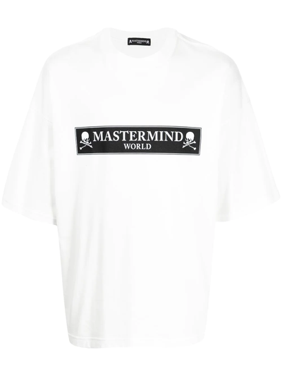 Mastermind Japan Boxed Logo-print Skull T-shirt In Weiss