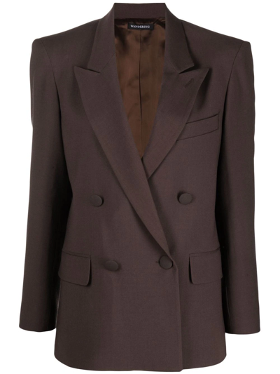 Wandering Double-breasted Blazer In Braun