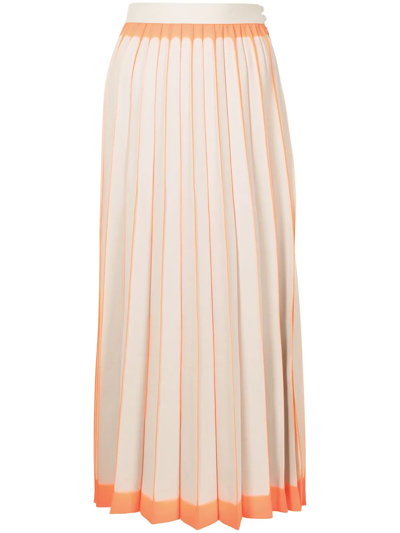 Mame Kurogouchi Pleated Dye-effect Skirt In Orange