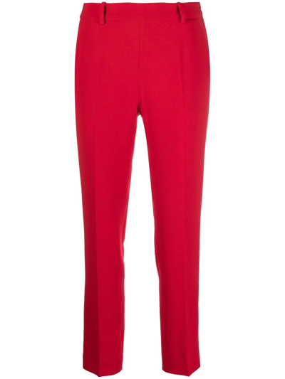 Alberto Biani Elasticated Cropped-leg Trousers In Red
