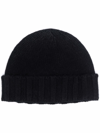 Drumohr Ribbed-hem Cashmere Beanie Hat In Schwarz