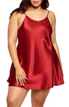 Icollection Satin Chemise In Burgundy