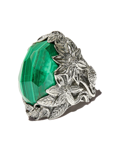 Lyly Erlandsson The Winter Malachite-embellished Ring In Silver