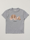 Palm Angels Boys Grey Kids Bear-print Short-sleeve Cotton T-shirt 4-10 Years 8 Years In Forest Green