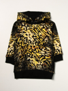 Givenchy Kids Dress In Sweatshirt With Hood And Animalier Print In Black