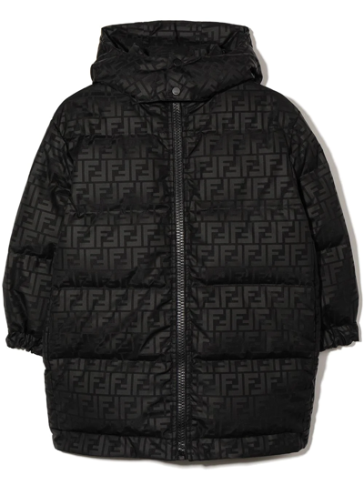 Fendi Kids' Ff Quilted Puffer Coat In Black