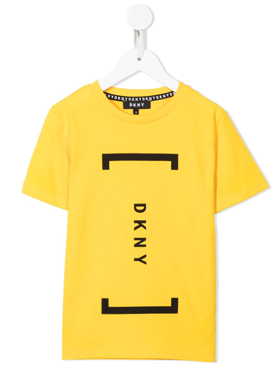 Dkny Teen Logo-print Short-sleeved T-shirt In Yellow