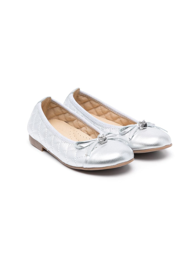 Andanines Teen Quilted Effect Ballerinas In Silver