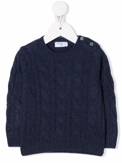Siola Babies' Cable-knit Buttoned Jumper In Blue