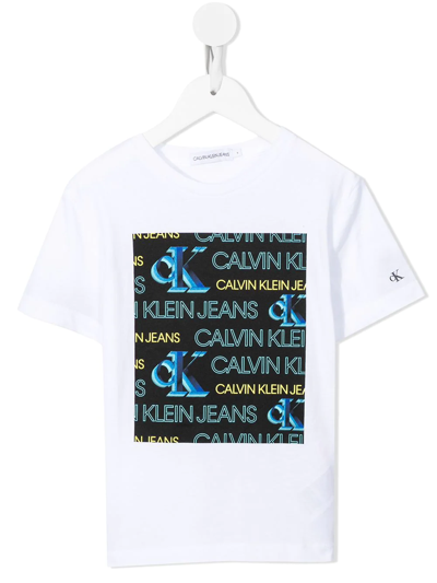 Calvin Klein Kids' Logo-print Short-sleeved T-shirt In White