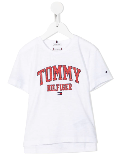 Tommy Hilfiger Junior Kids' Logo-print Short-sleeved T-shirt In White