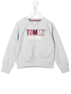 Tommy Hilfiger Junior Embroidered Flocked Logo Sweatshirt In Grey