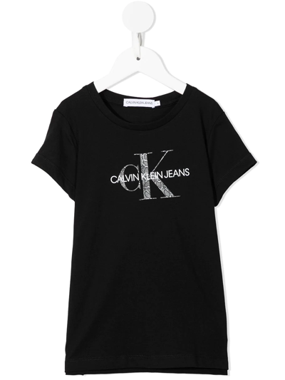 Calvin Klein Kids' Logo-print Cotton T-shirt In Black