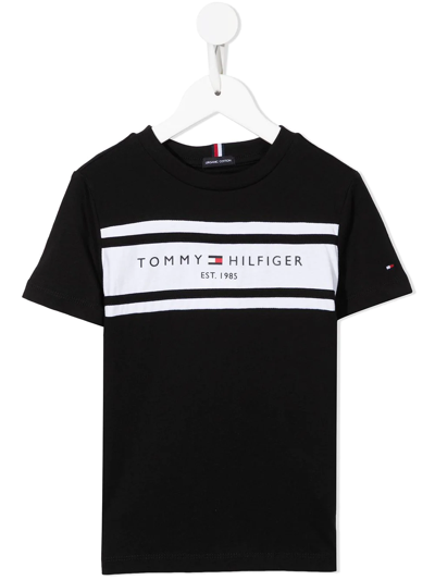 Tommy Hilfiger Junior Kids' Logo-print Short-sleeved T-shirt In Black