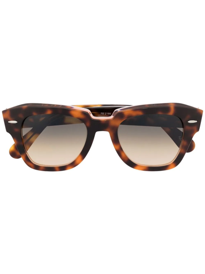 Ray Ban State Street Round-frame Sunglasses In Brown